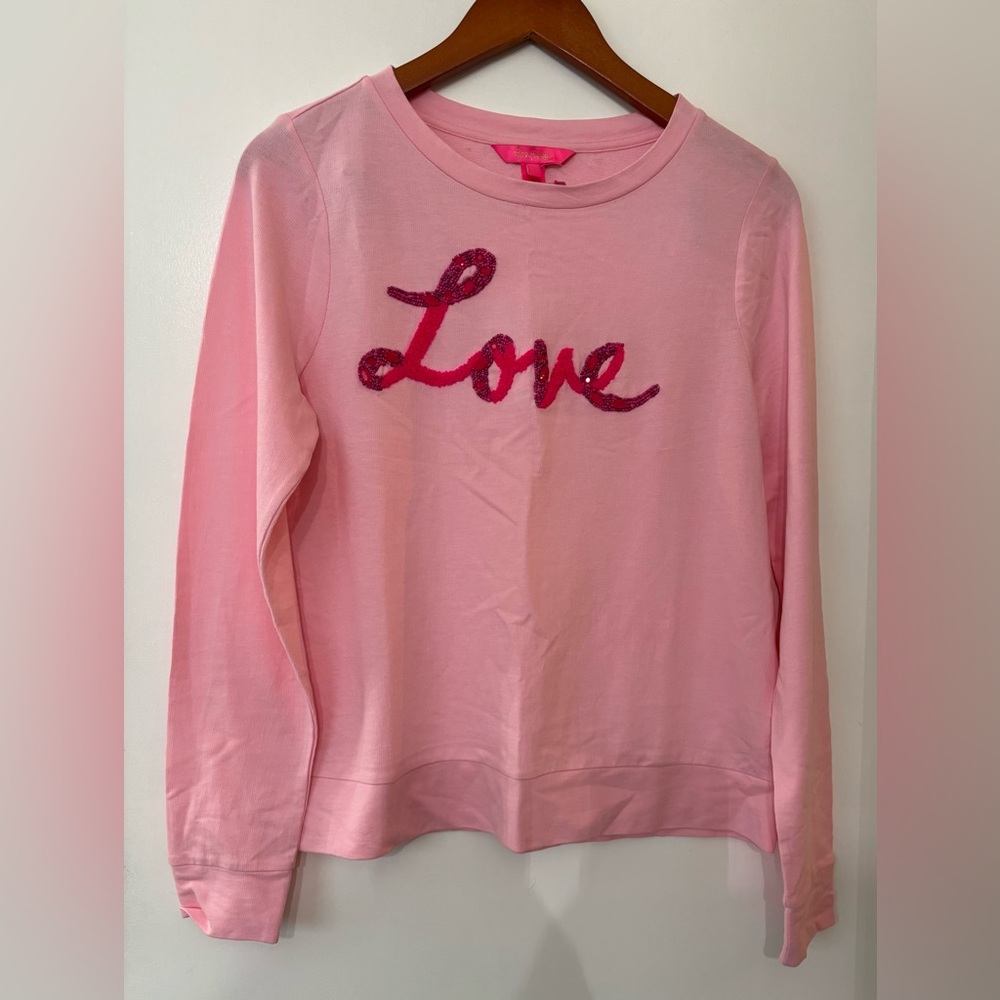 Lilly Pulitzer Pink Blossom Love Rami Cotton Sweatshirt Size Small